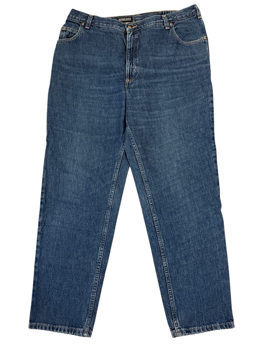 Vintage Y2K Lands’ End 18W Side Elastic High Rise Tapered Mom Jeans 100% Cotton